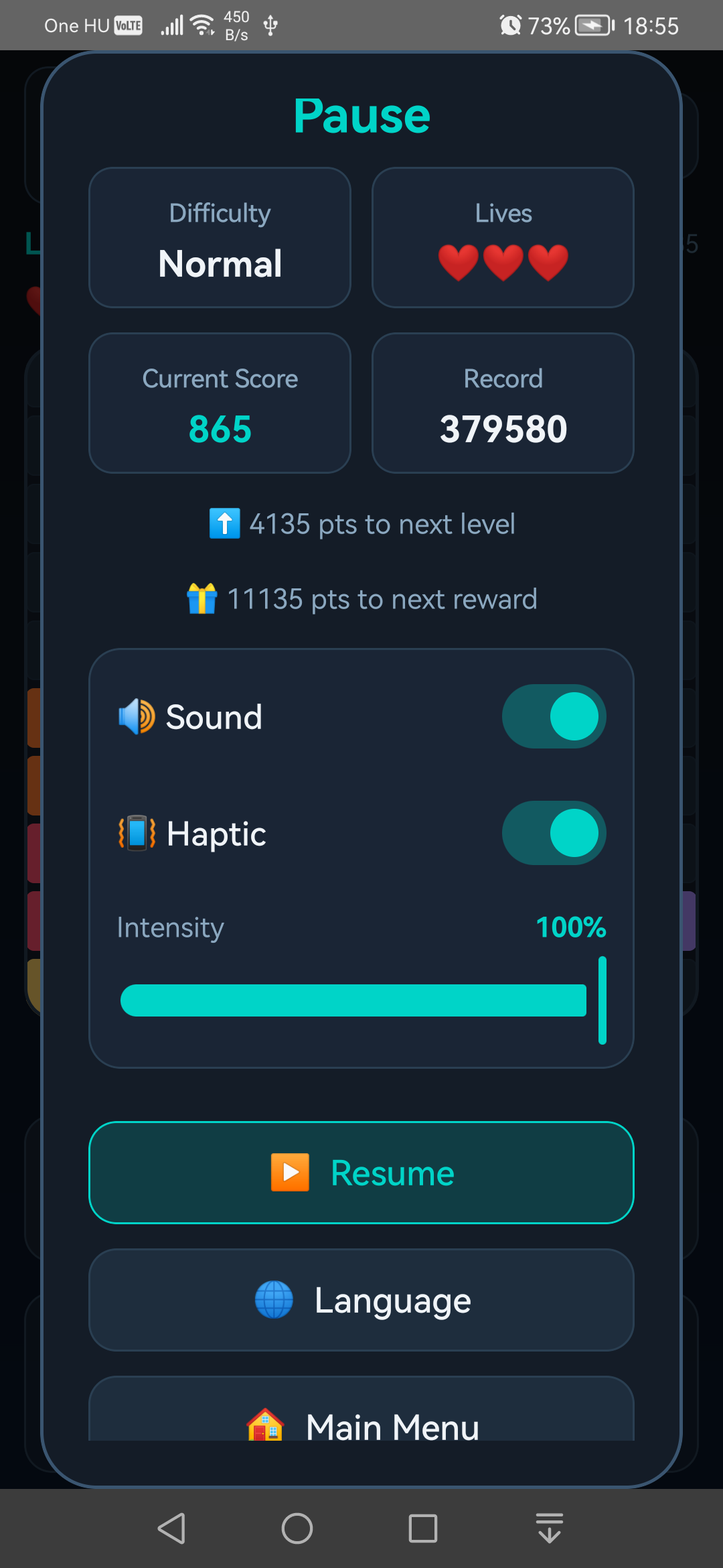 BlockPuzzleColor beállítások mobil képernyőkép