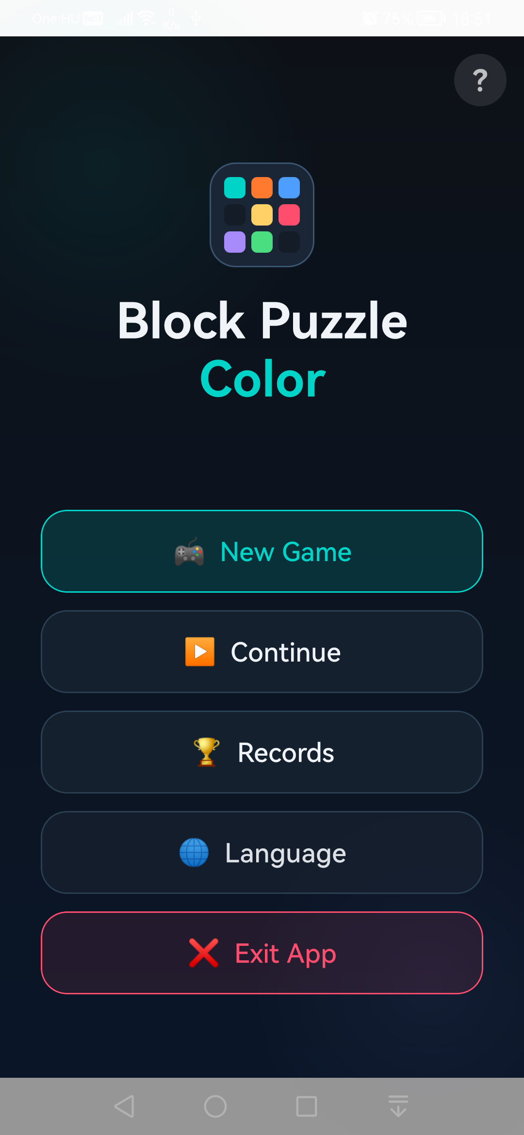 BlockPuzzleColor főmenü mobil képernyőkép