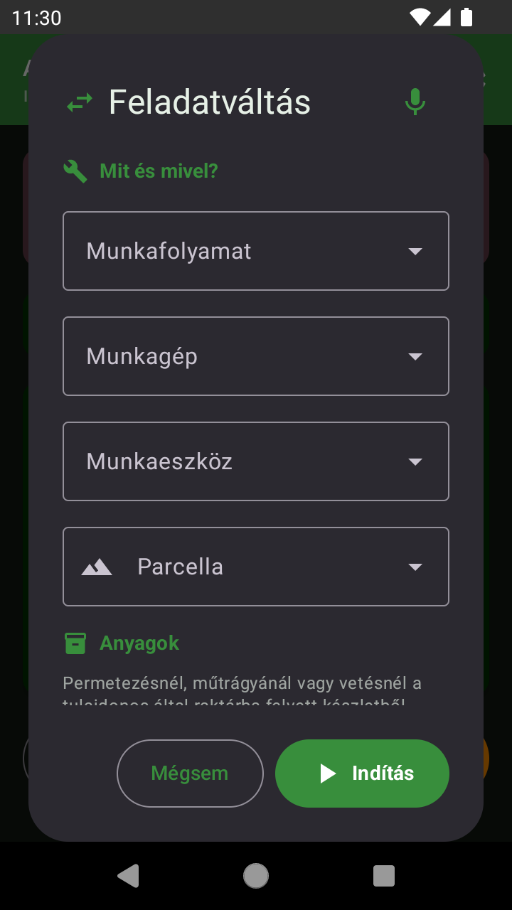 Gazda Napló feladatváltás űrlap mobil képernyőkép